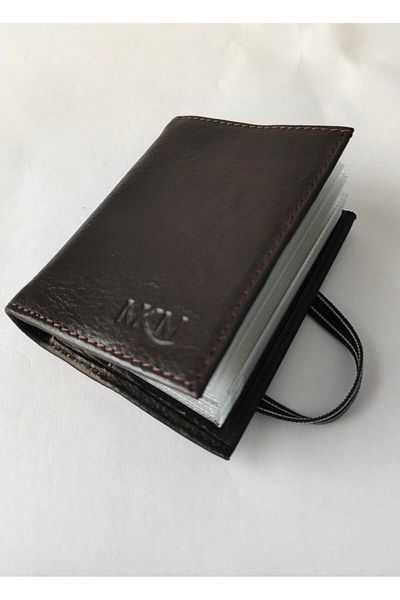 firdevsi hobi real leather transparent card holder wallet with vertical rubber housing