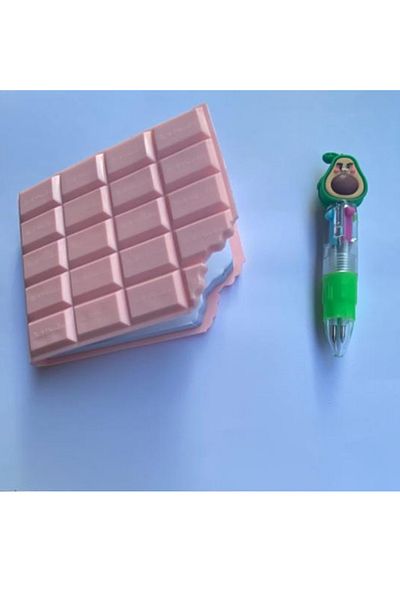 NaSaDAN Set caiet de ciocolată cu parfum de căpșuni și pix mini cu avocado în 4 culori