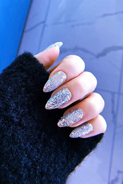 CSR Collection Gri Renk Simli Takma Tırnak (Yapıştırıcılı)