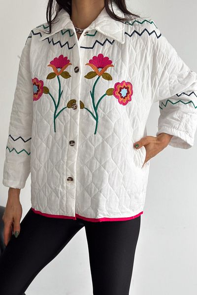 FEMELLE Women's Embroidered Vintage Casual Oversize Jacket