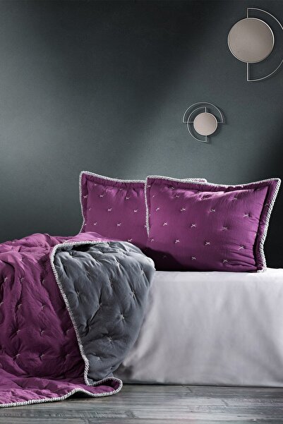 ZEBRACASA Tender Mürdüm/antrasit Çift Kişilik Comforter Çift Taraflı Kullanıl...