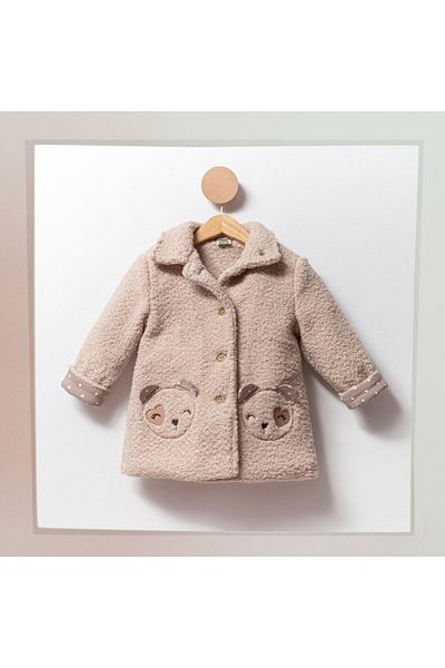 Cumino 2-5 Years Old Lined Thick Plush Girl's Long Model Coat