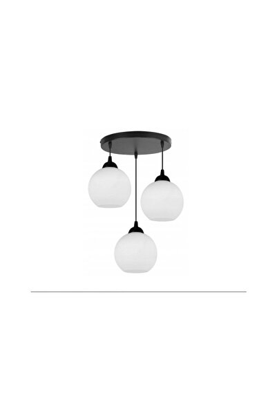 RİOLİGHT MODERN2,RETRO,VİNTAGE OPAL CAMLI 3XE27 SİYAH METAL GÖVDELİ SARKIT AV...