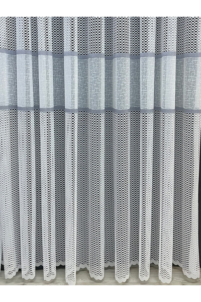 Cortibo Bodrum Şeritli 1'e 3 Sık Pileli Tül Perde Gri