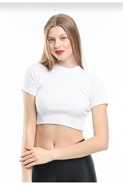 BESBA Boutique Women's White Camisole Fit Crop T-shirt