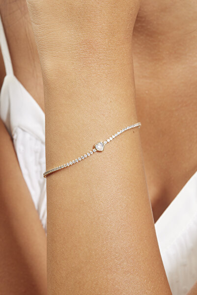 Joy of Jade Kadın Suyolu Bileklik Pırlanta Taşlı 18 Ayar Altın (925 AYAR GÜMÜ...