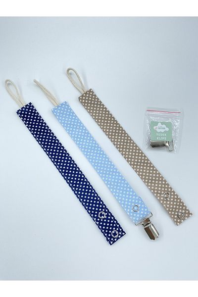 Le Petite Histoire Pacifier Strap - Pacifier Chain 100% Cotton - Washable - 3-Piece