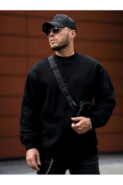 Mad&Calf Ανδρικό φούτερ Basic Plain Crew Neck Oversize