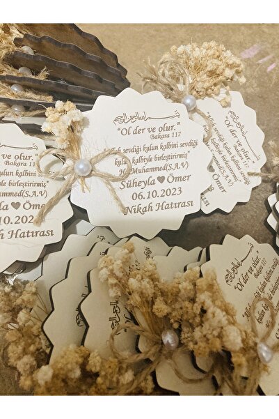 guluslazerkesim 25 ADET ÇİÇEKLİ SÜSLÜ MIKNATISLI DUALI AHŞAP MAGNET SÖZ NİŞAN...