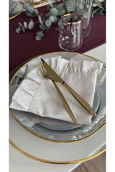 Decamor home Πετσέτα Frilly Gold Glitter Ecru Πετσέτα Special Design Συσκευασία 2 τεμαχίων