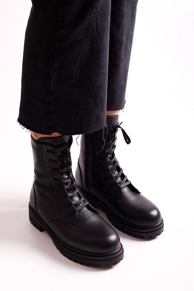 Shoeberry Dámské glam černé boty z pravé kůže Černá pravá kůže