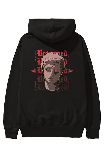 Ankhises Hanorac Oversize Negru Tradat cu Glugă - Bărbați Femei