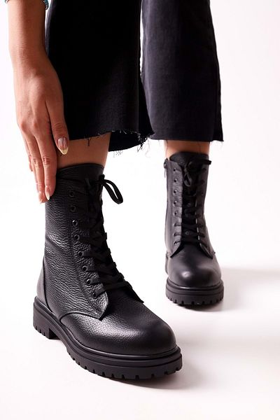 Shoeberry Dámské glam černé boty z pravé kůže Černá pravá kůže