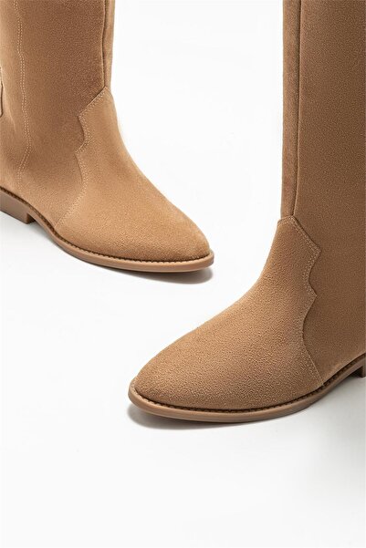 Elle Shoes Ταν Δερμάτινα Γυναικεία Μποτάκια Western