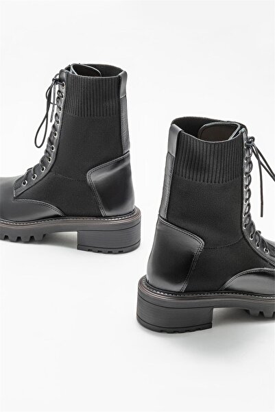 Elle Shoes Siyah Deri Kadın Günlük Bot