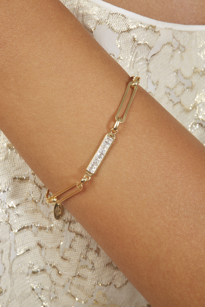 Joy of Jade Kadın Zincir Bileklik Altın Ve Pırlanta Taşlı (925 AYAR GÜMÜŞ ÜZE...