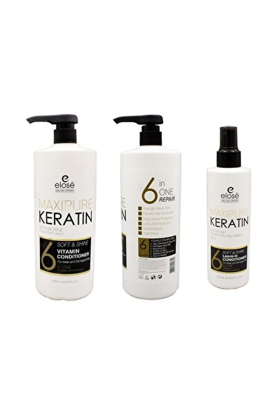 Elose Keratin 3'lü Set - Şampuan 1000 Ml + Bakım Kremi 1000 Ml + Bakım Sütü 2...