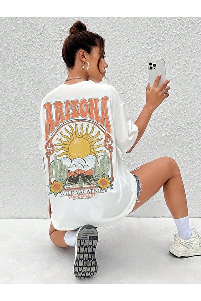 Adrift Tricou oversize cu desene animate și design grafic Seria Cartoon/Lette...