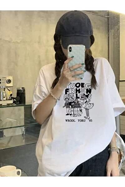 Adrift Tricou supradimensionat cu desene animate și design grafic, seria Cart...