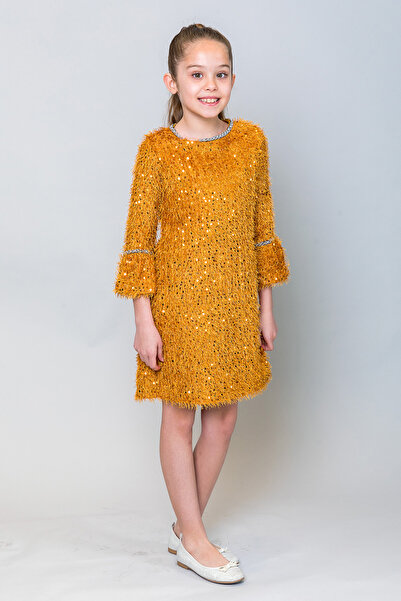 incity Kız Çocuk 3/4 Kol Payetli Abiye Elbise