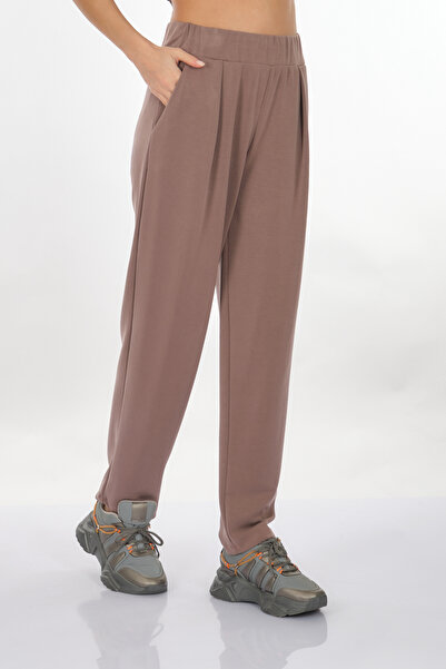 Perspective Γυναικείο παντελόνι ελαστικό μέσης ανοιχτό καφέ24790166