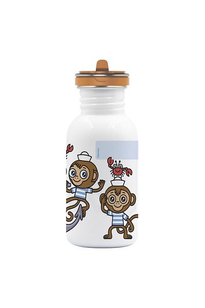 LAKEN Steel Basic Single Leather Bottle 0.50L FLOW Lid LKBSFMI