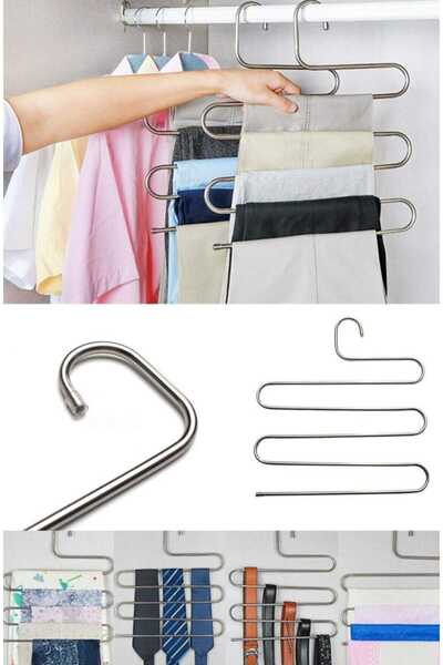 Dalian Home DALİAN HOME 2 قطعة 5 طبقات بنطلونات معدنية وشاح شماعات منظم داخل ...