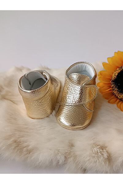Hodore Genuine Leather Velcro Baby Boots Gold