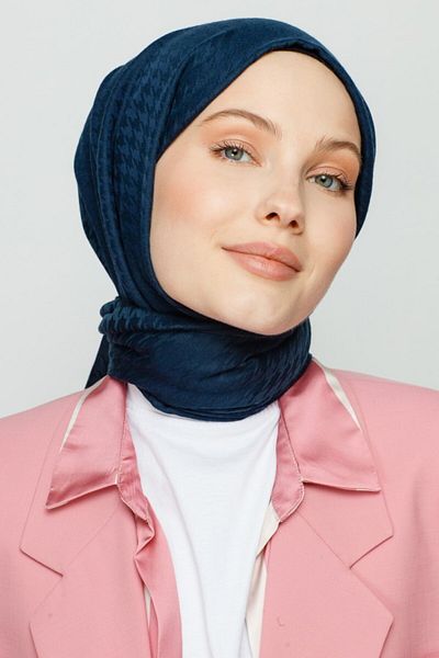 VALORSCARF Night Blue Houndstooth Pattern Shawl