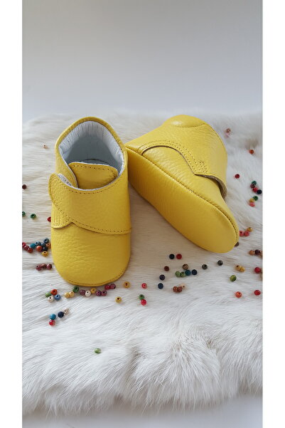 Hodore Genuine Leather Velcro Baby Boots Yellow