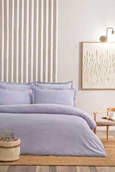 Puffy Naturalis Single Duvet Cover Set - 100% Cotton, Ash Purple