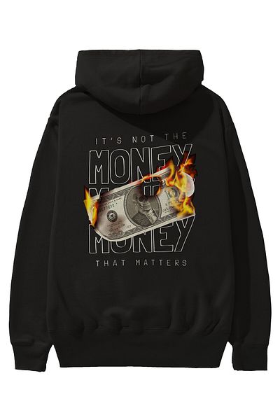 Ankhises Teddy Bear It is Not Money Back Printed Negru Oversize Glugă Hanorac Bărbați Femei