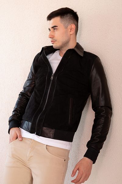 Hodore Diego Suede Detailed Genuine Leather Jacket