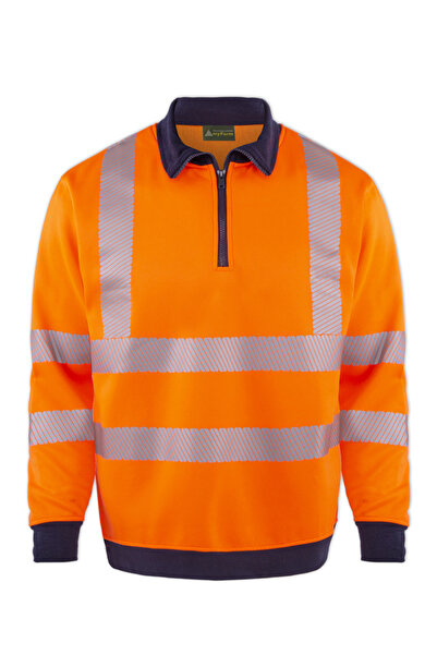 MyForm سويت شيرت أوليمبوس بلون متباين بياقة بولو 1/4 سحاب أمان