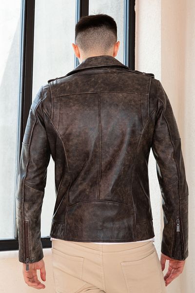Hodore Landel Brown Cast Men's Genuine Leather Jacket