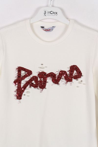 incity Girl's Sequin Detailed Paris Long Sleeve T-shirt