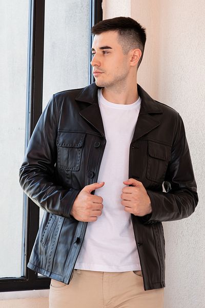 Hodore Leroy Men's Genuine Leather Coat Black