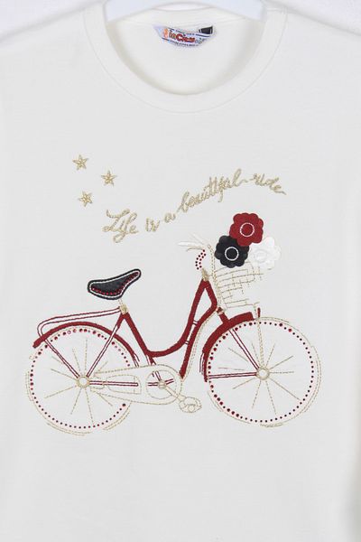 incity Girl's Bicycle Embroidered Long Sleeve T-shirt
