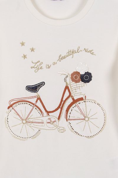 incity Girl's Bicycle Embroidered Long Sleeve T-shirt