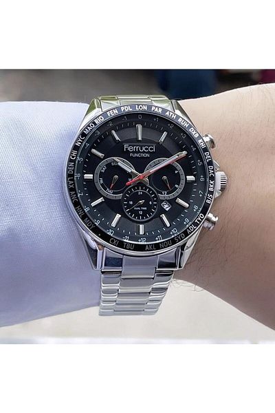 Ferrucci Men's Multifunctional Metal Band Wristwatch