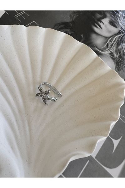 Rachel Star Figured Zircon Stone Silver Vip Earrings-Earcuff