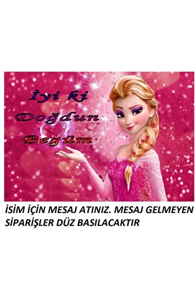 hediyehobihersey For Elsa Resimli Özel Dikdörtgen Şekerli Kağıt Yenilebilir K...