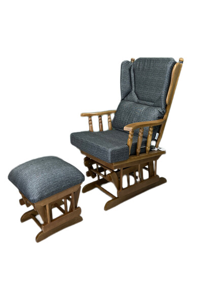 vavonni kapitone sandık Ceviz Cila Sallanan Koltuk Dinlenme Koltuğu Sl 08 Kumaş