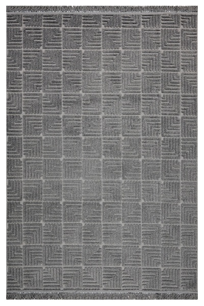 halinet Halınet Celistila Antrasit Geometrik Polyester Makine Alan Halısı