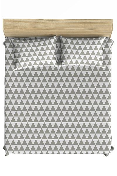 makiteks 100% قطن مثلثات هندسية 180x200+2*(50x70) طقم ملاءات مرنة كبيرة الحجم
