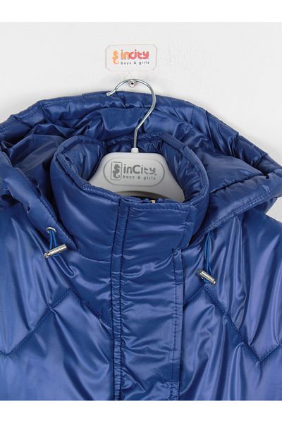 incity Girl's Hooded Quilted Patterned Puffer Jacket