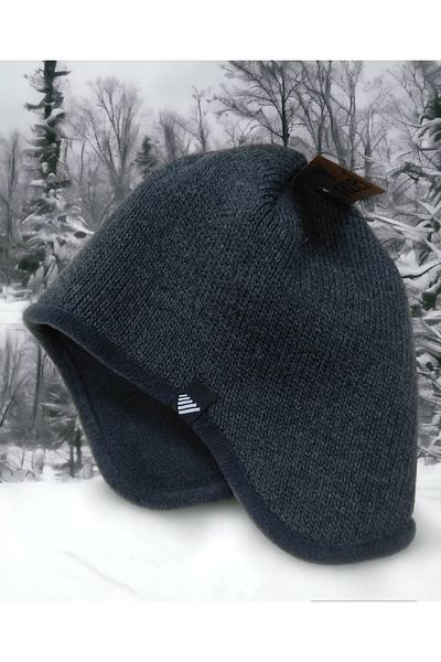 Shopiolog Unisex Windproof Thermal Knitted Beanie with Polar Fleece Ear-Neck Protector