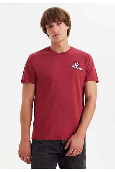 WESTMARK LONDON Red Printed Crew Neck Cotton Men's T-Shirt WMCARTOON BOARD