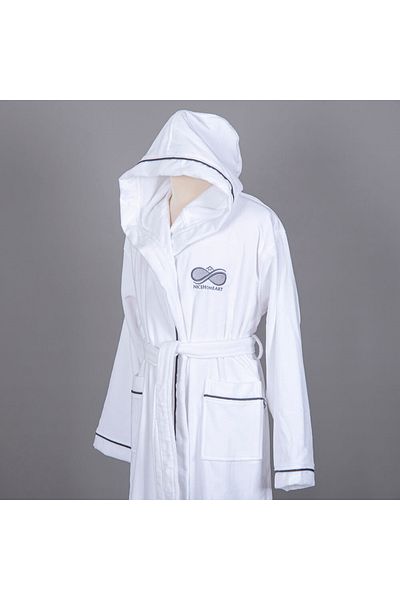 NICEHOMEART Velvet Embroidered Hooded Bathrobe