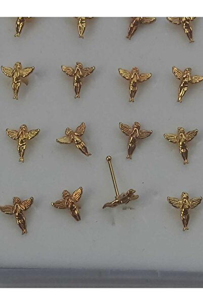 Begonia Accessories 925 Ayar Gümüş Zirkon Taşlı Gold Melek Hızma Piercing